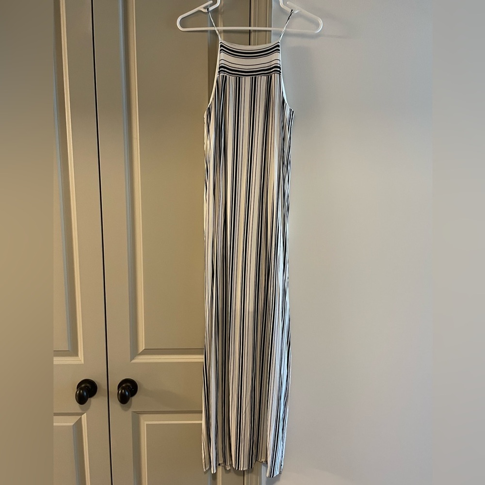Black and white striped maxi dress